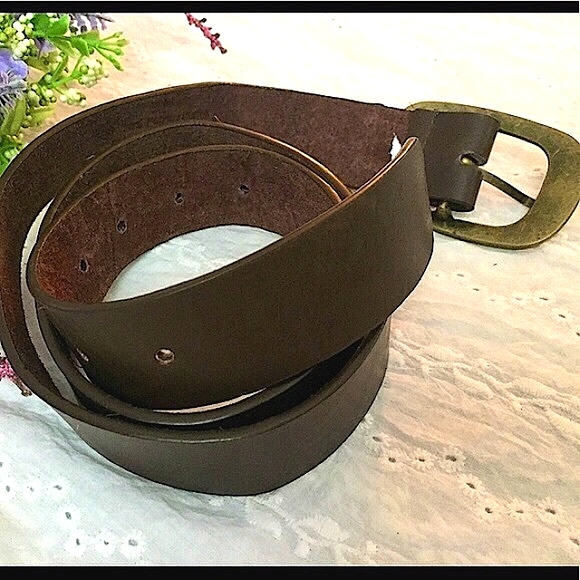 NWOT Maurices Brown Leather Belt W/Brushed Gold & Floral Enamel Buckle (M) - Picture 6 of 6